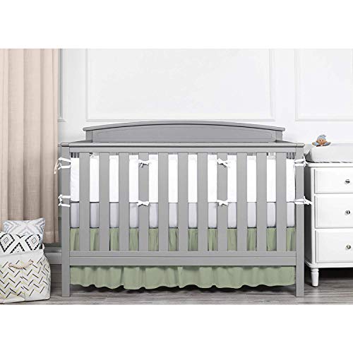 800Tc Crib Skirt Dust Ruffle, 100% Egyptian Cotton, Nursery Crib Toddler (28” X 52” X 14’’) Bedding Skirt For Baby Boys Or Girls - Sage #TOP3