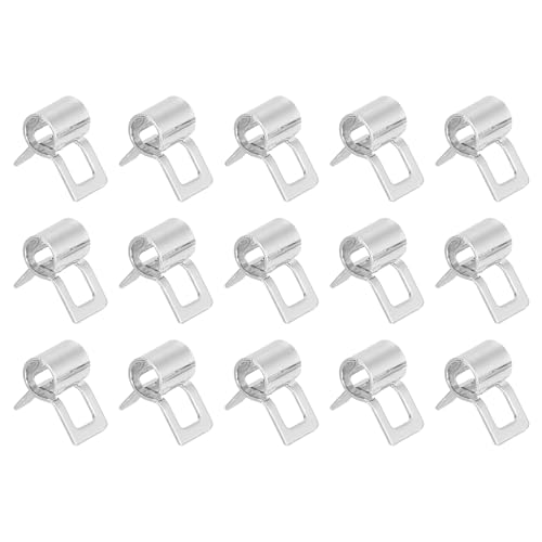 QUARKZMAN 15Pz Fascetta a Molla per Tubo Flessibile Carburante/Silicone per Vuoto, 4mm Clip a Molla per Tubo Flessibile ad Aria a Bassa Pressione per Tubo Olio Acqua, Nichelato