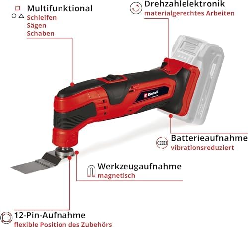 Bild 2 - Einhell Akku-Multifunktionswerkzeug TC-MG 18 Li-Solo Power X-Change (Li-Ionen, 18 V, magnetische Werkzeugaufnahme, Drehzahl-Elektronik, inkl. Zubehör, ohne Akku und Ladegerät)