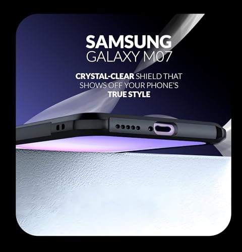 Image of Back Cover Case + Screen Protector for Samsung Galaxy M07 | Transparent & Black Mobile Phone Back Cover Case for Samsung Galaxy M 07 / Samsung M07 | TPU & PC Black Mobile Phone Back Cover