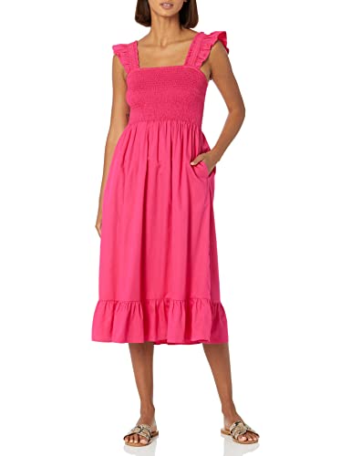 Image of The Drop Womens Kimi Ruffled Shoulder Smocked Midi Dress
