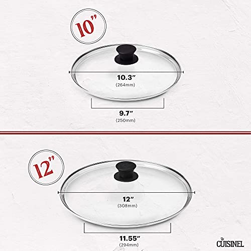 Glass Lids Set - 10" + 12"-Inch / 25.4Cm+30.48Cm / 264Mm + 308Mm - Compatible With Lodge Cast Iron - Fully Assembled Tempered Replacement Cover - Oven Safe For Skillets Pots Pans: Universal Cookware #TOP1