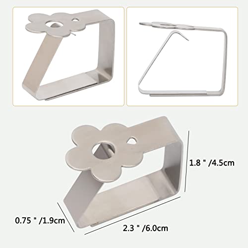 Skycase Tablecloth Clips,4 Packs Cute Stainless Steel Tablecloth Cloth Cover Clamps Holder, Table Cloth Holder & Skirt Clips,Picnic Table Clips For Kitchen Dining Party Outdoor Wedding Picnics,Flower #TOP1