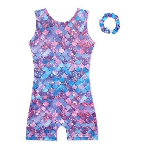 HOZIY Gymnastics Leotards for Girls with Shorts Biketards Dance Tumbling Outfits Matching Scrunchies 1-12 Years Old