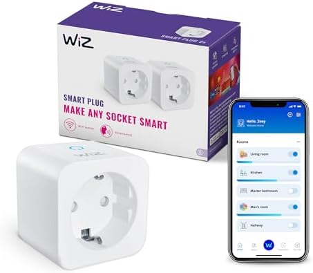 WiZ Wi-Fi Smart Plug, Tipo F, 230 V, 50 Hz, Installazione Facile, Certificazione Matter, Controlli Connessi, Comandi Vocali, Funziona con Alexa, Google Home e Apple Home, Confezione da 2 — foto principale