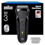 Braun Series 3 Elektrorasierer Herren – Rasierapparat mit 3 Flexiblen Klingen, 30 Minuten Akkulaufzeit, Trockenrasierer für Männer – 300s, Grau