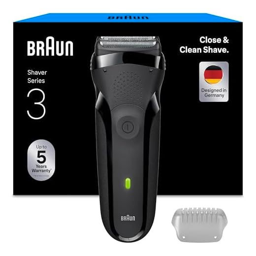 Braun Series 3 Elektrorasierer Herren – Rasierapparat mit 3 Flexiblen Klingen, 30 Minuten Akkulaufzeit, Trockenrasierer für Männer – 300s, Grau