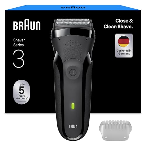Braun Afeitadora Eléctrica Hombre Series 3, Máquina De Afeitar Barba En Seco Y Mojado, 2 Láminas, 30 Min De Autonomía, Carga Rápida, 300S, Gris