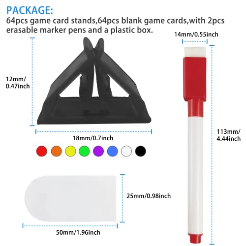 130-teiliges Spielkartenständer-Set, leere Spielbrett-Marker, Brettspiel-Marker, 8 Arten von bunten Spielkartenständern, mit 2 löschbaren Markern (rot + schwarz), für Partygeschenke, Aufbewahrungsbox