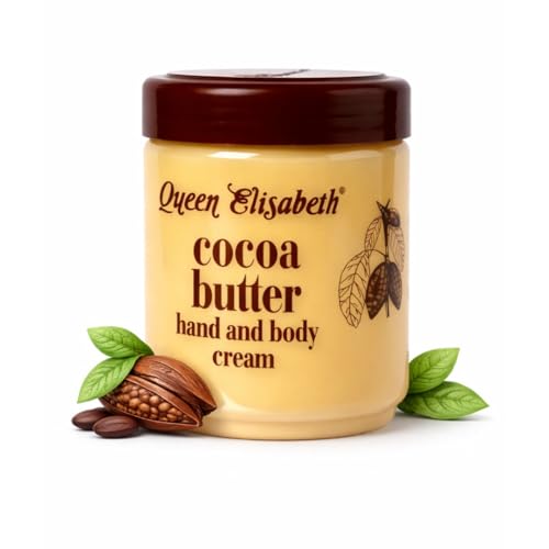 Queen Elisabeth Cocoa Butter Hand & Body Cream – Deep Moisturizing Skin Cream with Pure Cocoa Butter, Long-Lasting Hydration for Dry Skin, Non-Greasy Formula