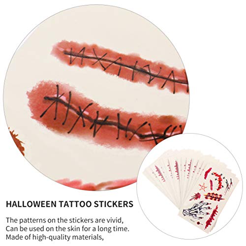 PIXNOR 40 Folhas Tatuagens de Cicatriz de Halloween Cicatriz de Feridas de Halloween Cicatriz Sangre
