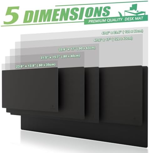 K KNODEL Large Office Leather Desk Mat, Mouse and Keyboard Pad, Computer and Laptop Mat, Desktop Protector and Cover, Writing Pad and Blotter (80x40cm, Black) - View 7