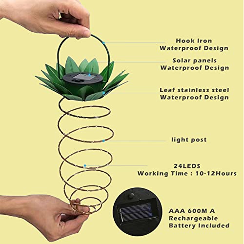 Dygyzh Solar Path Lights, 2 Sets Of Solar Outdoor Pineapple Hanging Lantern, Waterproof Decorative Solar Garden Light Perfect Gardening Gift #TOP1