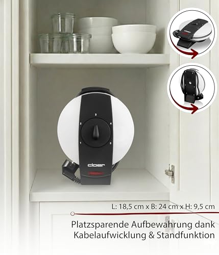 Cloer 1621 Waffeleisen für klassische Herzwaffeln, 930 W, Waffelgröße 15,5 cm, stufenlos wählbarer Bräunungsgrad, weiß, Metall