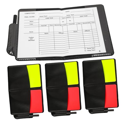 VICASKY 4 Sets Soccer Referee Cards with Score Book and Card Holder Includes Red and Pencil Essential for Game Management and Match Control