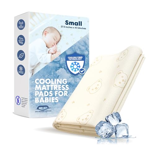 GML Teddy Summer Cooling Crib Mattress Pad – Waterproof Baby Mattress Protector for Toddler Bed – Soft, Breathable, Washable Mat – Q-Max Cooling Fiber for Better Sleep, Made in Korea - Small, 27.5x47