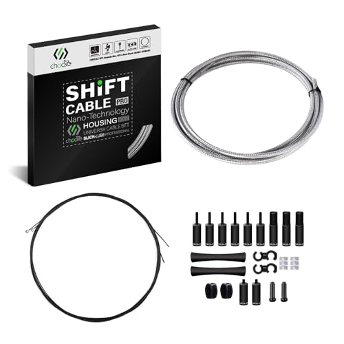 Chooee Bike Gear Cable Set, Road Bike Derailleur Cable for Mountain Bike/Bicycle, Bike Shifter Cable Housing Coated Braided & Teflon Inner line, Silver
