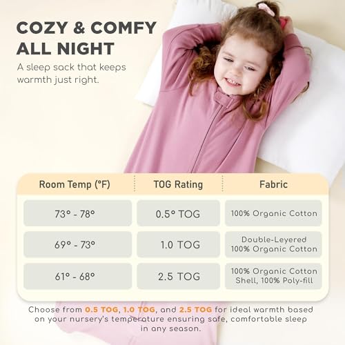Image of Mama Cheetah Baby Sleep Sack with Sleeves, 1.0 TOG 100% Organic Cotton Wearable Blanket and Two-Way Zipper 2-Pack, Swaddle Transition Long Sleeve Sleeping Bag for Infant Toddler, 6-12 Months