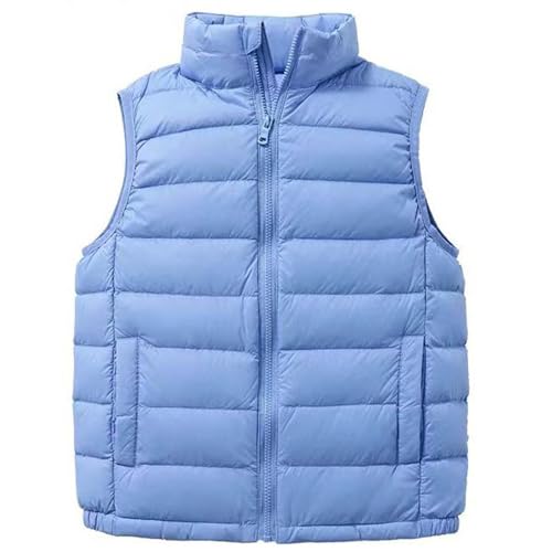 Ayolanni girls puffer jacket Puffer Vest for Girls Fashion Boys Sleeveless Jacket with Pockets Fall Kids Zip up Jackets Winter Warm Teens Clothes Light Blue 16 Years