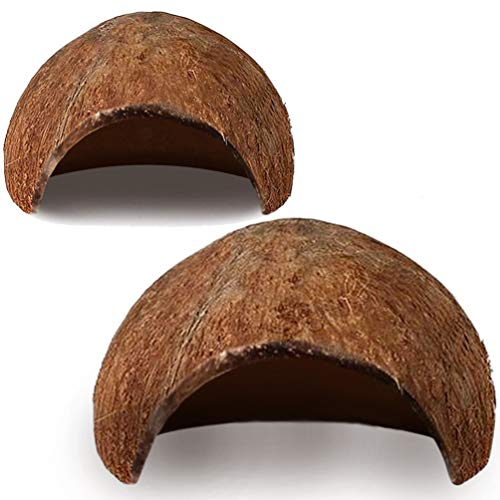 SunGrow 2 Betta cave, Natural habitat made from coconut shells, Maintains water quality and pH level