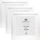 12×12"(30 x 30cm) White Photo Frames With Mounts for 10×10" Set Of 3, 12x12‘’ Square Frames with Wooden grain texture,10 X 10'' Picture Frame For Wallmounted & DeskTop