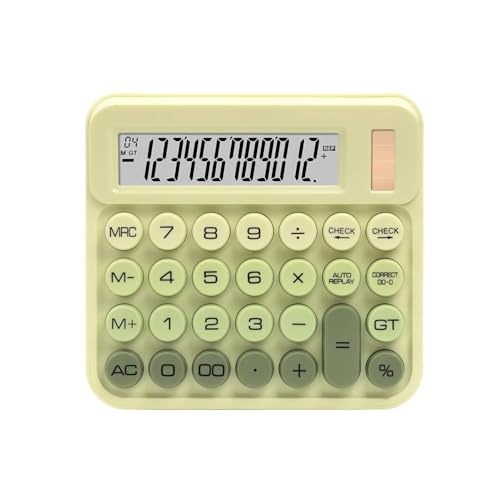 Image of CandyPop Desktop Calculator - Dual Power Solar & Battery with Retro Two-Tier Design & Large Candy Buttons 12-Digit LCD Display (Mint Green)