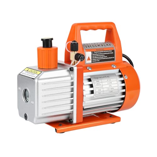 110V 3.5CFM 1/4HP Single-Stage Rotary Vane Vacuum Pump - Efficient for R134a, R410a, R12, R22 Systems, Includes Oil Bottle, for Automotive and HVAC Ap