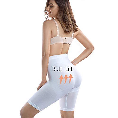 +MD Women's Breathable Boy Short Panties Seamless High Waist Boxer Brief Panties Comfortable Bamboo Shorts White XXXL - Thumbnail 6