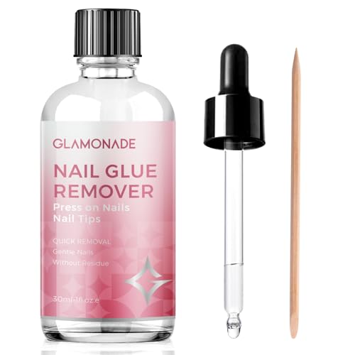 Glamonade Nail Glue Remover: False Nail Remover for Press On Nails Fake Nails Acrylic Nail Tips Nail Glue Remover For False Nails Without Acetone 30ml