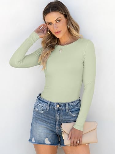 Image of ANRABESS Women Long Sleeve Shirts Rib Knit Slim Fit Tops Basic Tee Spring Outfits Casual T-Shirt Underscrubs Layer Clothes