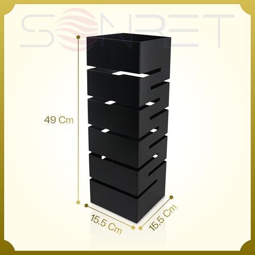 Image of Metal Broom Stand | Powder-Coated Mild Steel Broom Holder | Ventilated Design & Rust-Resistant Finish | Space-Saving Storage for Home /Hostel /Office - Black