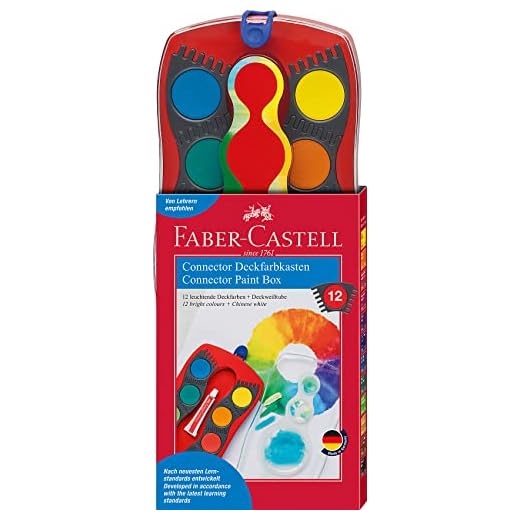Faber-Castell 125030 - Estuche acuarelas CONNECTOR de 12 colores y tubo blanco. Base roja
