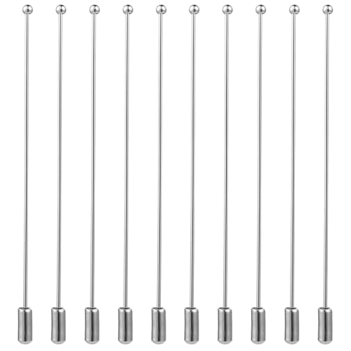 Brooch Safety Hat Pins Metal Stick Pin Silver Boutonniere Corsage Pins with Stopper 90mm Long Needle Eye Pin for DIY Jewelry Making Suit Tie Hat Lapel Accessories 10PCS