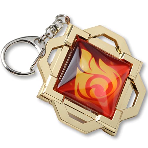 Loveqiqi Genshin Impact Vision Keychain,Keyring Accessories Cosplay Costume Gifts,Exact replica of the Game (Liyue - pyro), 2.67*5*0.9 inches