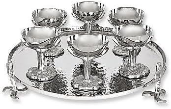 Passover Seder Plate Exquisite 7 Piece Set Silvery Iris Collection