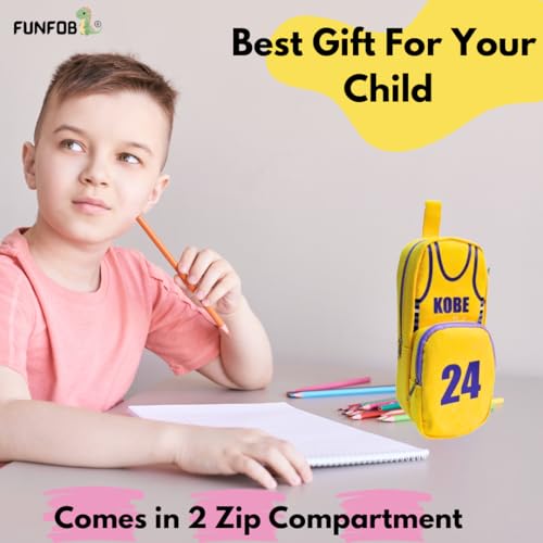 Image of Funfob Football Pencil Box for School College for Pen Pencil Or Other Stationery Basket Ball Pencil Case | Soccer Yellow Cu-rry