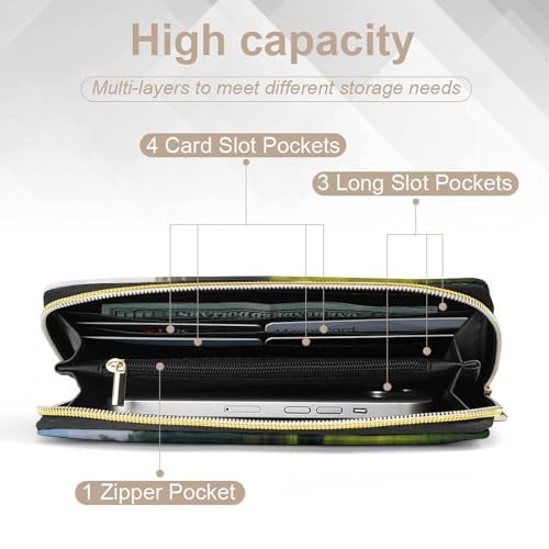 Golf Course Print Long Wallet for Women Men PU Leather Card Holder Organizer with Zipper Coin Pocket & Cash Slots4