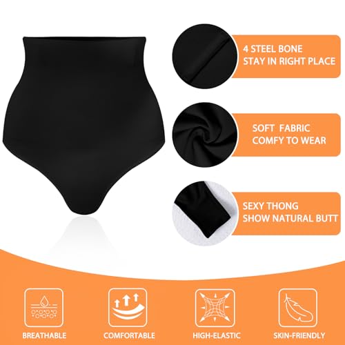 Image of Werena Tummy Control Thong Shapewear for Women High Waisted Body Shaper Panties Shaping Thong Girdle Underwear