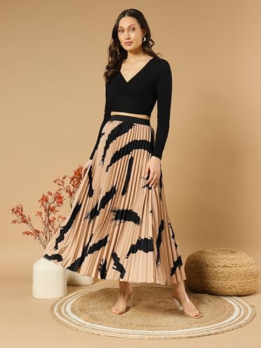 Image of ZWERLON | Effortlessly and Beautiful Floral | Floral Pleated Maxi Skirts for Women | Perfect Long Sleeve, Elastic Waist