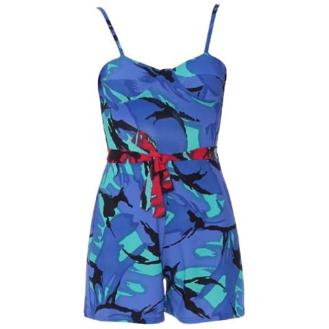 April Ladies Camaflouge Print Celebrity Style Playsuit Size 08 Blue Cover