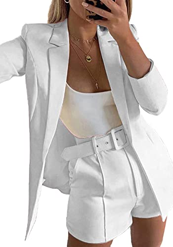 Two Piece Outfits for Women Long Sleeve Solid Open Front
