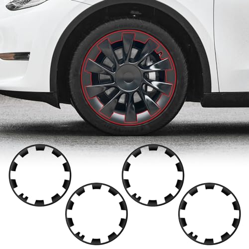 Fit for Tesla Model Y Rim Protector 20 Inch 2020-2024, 4 PCS ABS Induction Wheels Protection Hubcaps Compatible with Tesla Model Y Accessories (Matte Black, 20")