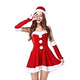 [YAYUPLUS] サンタコスプレ レディース コスチューム サンタ クリスマス 女性用 超かわいい ワンピース コスプレ クリスマスサンタ 仮装 ミニスカサンタ イベント 可愛い セクシー パーティードレス (sd19)