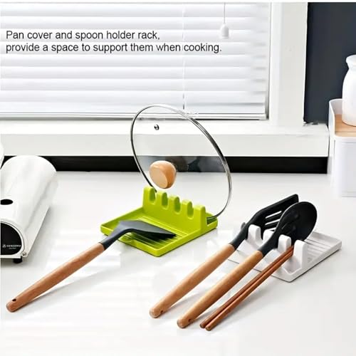 Image of Multifunctional Spatula Rack, Spoon & Pot Cover Holder, Kitchen Storage Organizer for Utensils - GREY