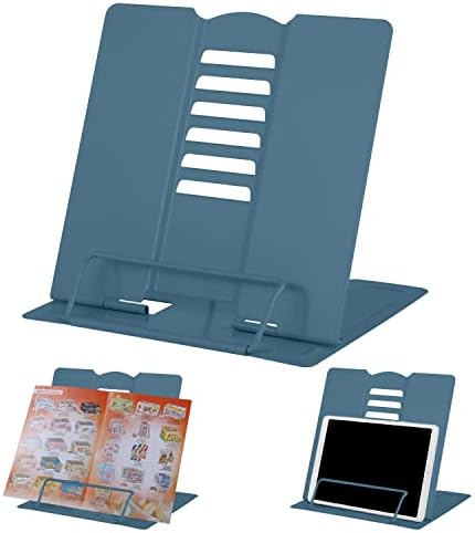 Metal Book Stand Reading Book Holder Lightweight Cook Book Stands Portable Textbook Holders Adjustable Recipe Document Stand Tablet Music Book Stands&Holders(White)