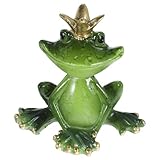Veemoon Crown Frog Figurine, Creative Resin Frog Decor Garden Statue Sitting Frog Ornament Table Frog Sculpture Personalized Collectible Mascot Animal Crafts for Home Office Garden