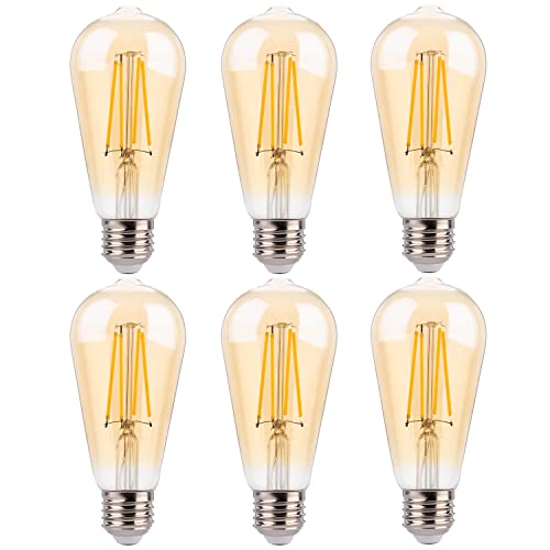 FLSNT 40W Equivalent LED Edison Bulbs with Amber Glass, 4W ST19 Dimmable Vintage LED Light Bulbs for Pendant Light, 90+ High CRI, 2200K Warm White, 400LM, E26 Base, 6 Pack FLSNT 40W Equivalent LED Edison Bulbs with Amber Glass, 4W ST19 Dimmable Vintage LED Light Bulbs for Pendant Light, 90+ High CRI, 2200K Warm White, 400LM, E26 Base, 6 Pack