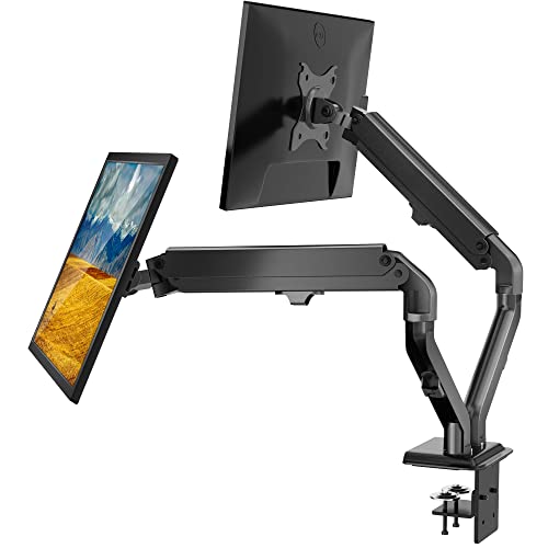 AboveTEK Dual Monitor Stand for 17-27 Screens, Fully Adjustable Gas Spring Double Arms Monitor Fits 75/100mm VESA Mount, LCD Heavy Duty Desk Stand for 2 Monitors, Each Arm Holds up to 15.4lbs Black