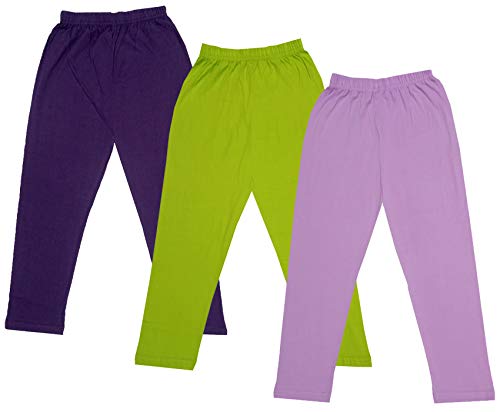 Image of IndiWeaves Girls Super Soft Cotton Solid Capri Pants (Purple, Green, Wine, 6-7 Years) Pack of 3