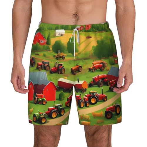 Short de bain décontracté homme doublure compression imprimé tracteur